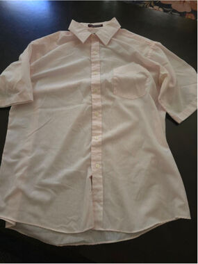 Men's Vintage Adams Row Pink Striped Short Sleeve Casual Button Down Shirt 16.5